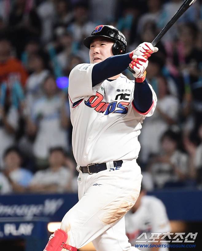 15일 창원NC파크에서 열린 NC와 한화의 경기. 타격하고 있는 NC 이우성. 창원=송정헌 기자songs@sportschosun.com/2025.08.15/