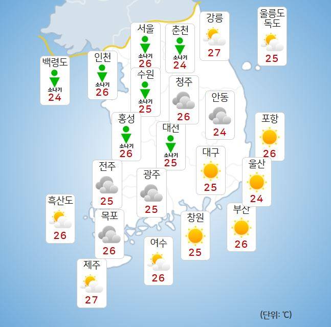 ⓒ기상청: 내일(29일) 오전 날씨