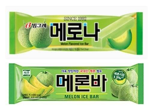 빙그레 메로나(위)와 서주 메론바. /각사 홈페이지 캡처