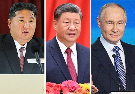 김정은 북한 국무위원장, 시진핑 중국 국가주석, 블라디미르 푸틴 러시아 대통령(왼쪽부터).뉴스1