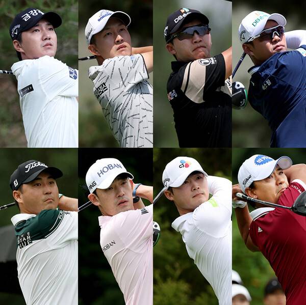 2025년 한국프로골프(KPGA) 투어 동아회원권그룹 오픈에 출전하는 옥태훈, 김백준, 김홍택, 문도엽, 이태훈, 김비오, 배용준, 박상현&nbsp;프로. 사진제공=KPGA (사진을 무단으로 사용하지 마십시오.)