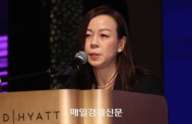 말레이시아 포럼 연단에선 줄리 웡 아모레퍼시픽 말레이시아 대표 [이승환 기자]
