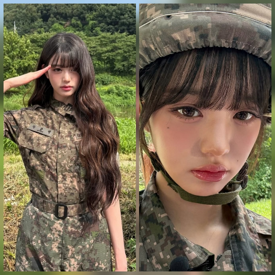 아이브 장원영(20)이 군복마저 완벽히 소화하며 화제를 모았다.사진=장원영 SNS