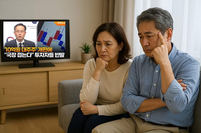 최근 대주주 양도세 기준을 둘러싼 논란이 일고 있지만 주식 자산가인 세상 씨는 올 연초에 주식 다 팔았으니 상관없다고 생각했다. 이후 대주주 요건에 걸리지 않은 선에서 같은 종목을 다시 샀다가 팔았는데 대주주 양도세율이 적용됐다. 심지어 세율도 더 높아졌다는데 무슨 일이 생긴 걸까 [챗GPT를 이용해 제작함·연합뉴스 TV 유튜브 갈무리]