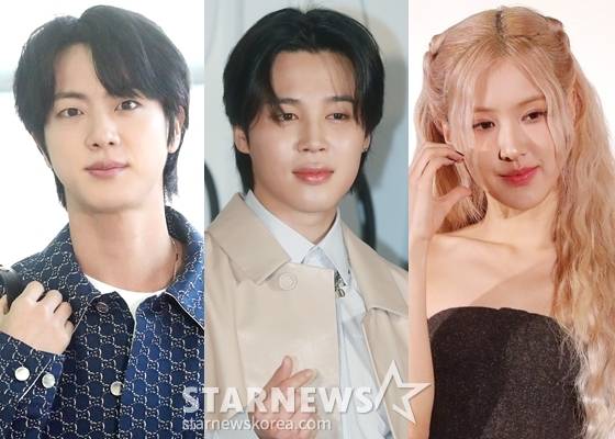 방탄소년단 진, 방탄소년단 지민, 블랙핑크 로제(왼쪽부터) /사진=스타뉴스