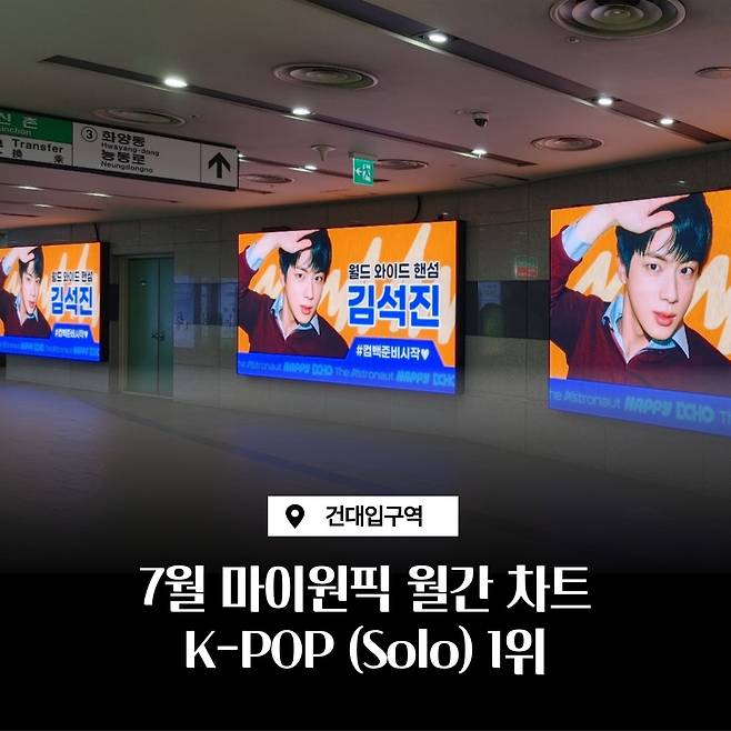 방탄소년단 진, 마이원픽 'K팝 개인부문' 78주 연속 1위