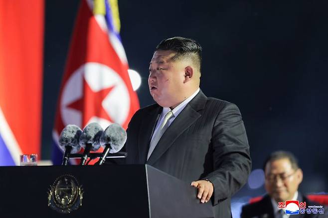 광복 80주년 경축대회서 연설하는 김정은 북한 국무위원장 ⓒ조선중앙통신·연합뉴스