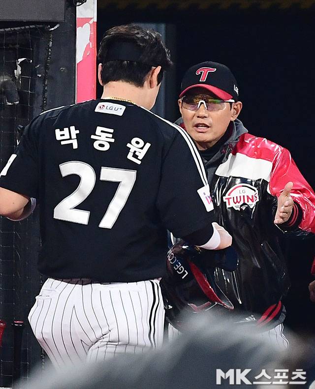 박동원과 염경엽 감독. 사진=김영구 기자
