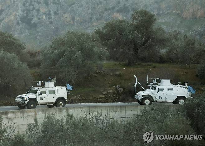 이동 중인 레바논 유엔 평화 유지군 [로이터 연합뉴스 자료사진. 재판매 및 DB 금지]
