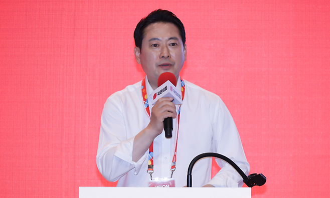 장동혁 대표가 29일 인천국제공항공사 항공교육원에서 열린 연찬회에서 발언하고 있다. (국민의힘)
