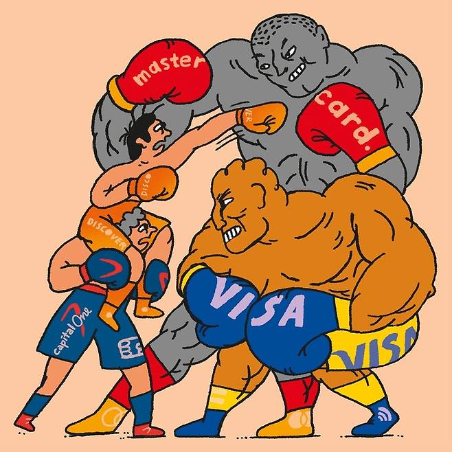 캐피탈원과 디스커버 합병 의미를 비유한 만평. 자료=블룸버그