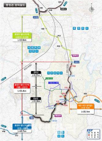 충청권 광역철도 노선도. (그래픽=대전시 제공)