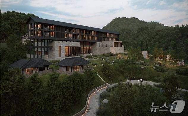 인지컨트롤스와 2개 계열사로 구성한 컨소시엄이 장계관광지내에 건립하려던 호텔 조감도(옥천군 제공, 재판매 및 DB금지) /뉴스1