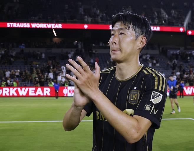 1일(한국시간) 미국 로스앤젤레스 BMO 스타디움에서 LAFC 홈 데뷔전을 치른 손흥민. 사진=게티이미지/AFP 연합뉴스