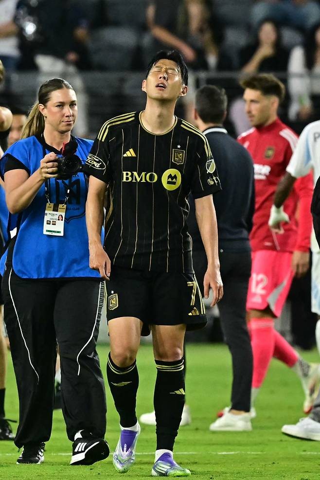 1일(한국시간) 미국 로스앤젤레스 BMO 스타디움에서 LAFC 홈 데뷔전을 치른 손흥민. 사진=AFP 연합뉴스