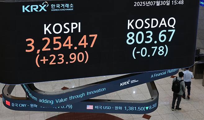 한국거래소가 주식선물 16종목과 주식옵션 4종목을 추가 상장한다. 사진은 서울 영등포구 한국거래소 전광판./사진=뉴스1