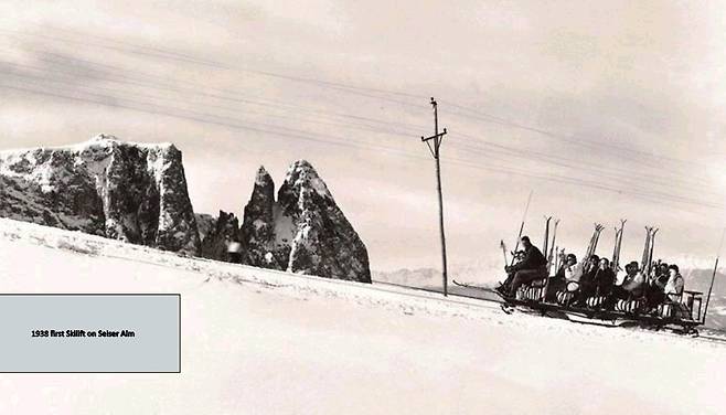 1938년 첫 스키 리프트 도입 당시 모습 [남티롤주 제공.재판매 및 DB 금지]