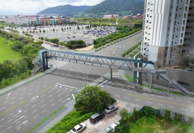 김해 장유신문지구 신문초등학교 인근에 조성 예정인 육교 조감도./김해시/