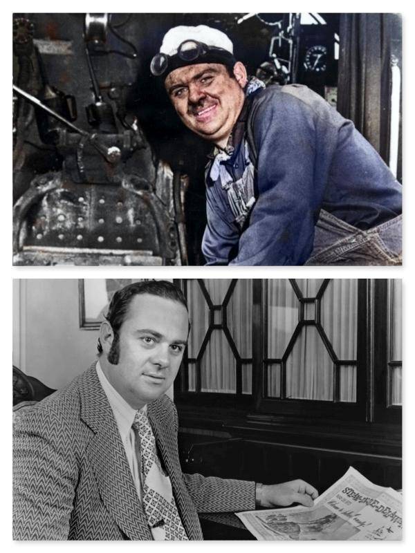 기관사로서 증기기관차 기관을 손보는 뉴욕 월가 금융인 로스 롤런드(위 사진, BLET 아카이브)와 1973년 AFT재단 회장 시절의 그. AFT 재단 제공