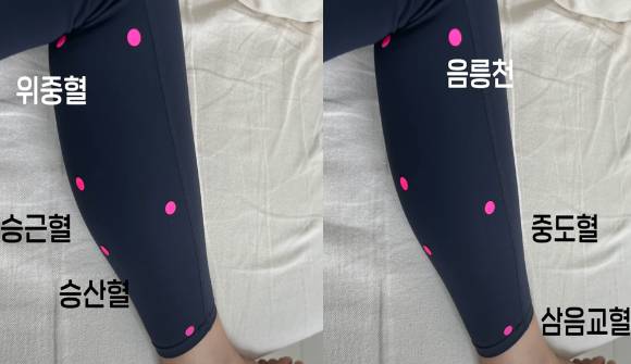 종아리를 꾸준히 마사지 해주면 혈액순환에 큰 도움이 된다. 사진은 종아리 혈자리. [사진=유튜브 @정세연의 라이프연구소]