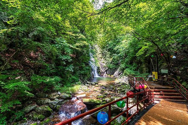 초보자도 쉽게 오를 수 있는 희방폭포 가는 길(사진=이효태)