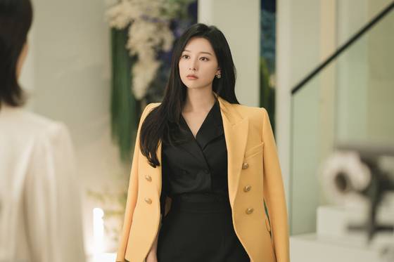 A scene from the drama series ″Queen of Tears″ (2024), starring actor Kim Ji-won, who plays the heiress of a conglomerate family and marries an ″ordinary″ man who is deemed to be beneath her station.[TVN]