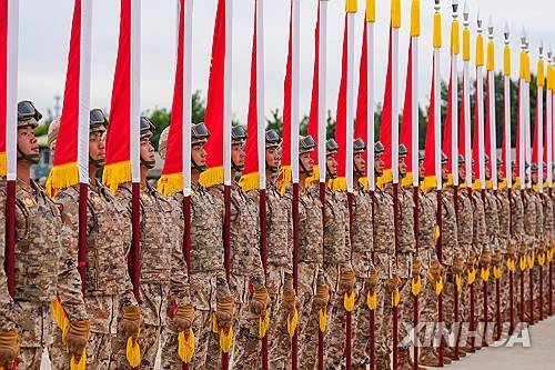 중국 전승절 열병식 예행연습 [신화 연합뉴스]
