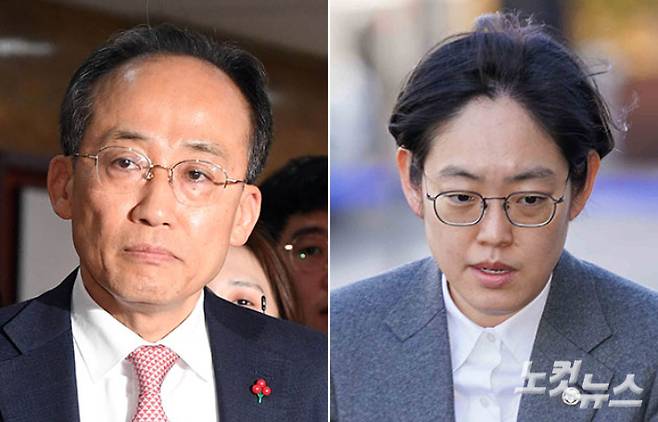 추경호 국민의힘 전 원내대표(왼쪽)와 조지연 국민의힘 의원. 황진환 기자·사진공동취재단