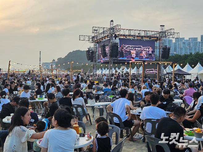 지난달 2일 부산바다축제가 열린 다대포해수욕장에 인파가 몰린 모습. 김혜민 기자