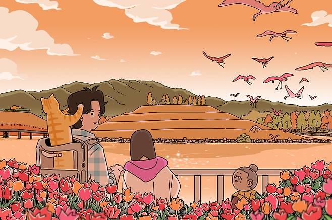 전남 순천만국가정원을 배경으로 그린 ‘좀비딸’ 일러스트. 한국관광공사 제공.