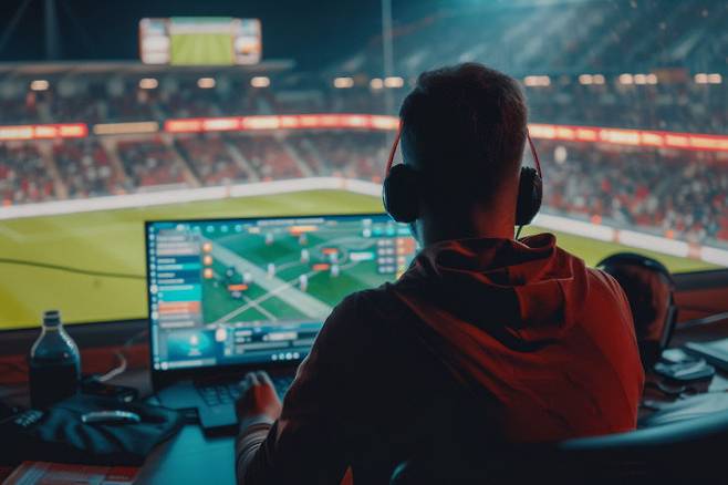 경기장에서 실시간으로 전해진 데이터를 분석관 1명이 경기 분석은 물론 판정 화면까지 지켜보고 있다.(스톡 비디오 미디어 마켓 모션엘리먼츠 AI생성화면)