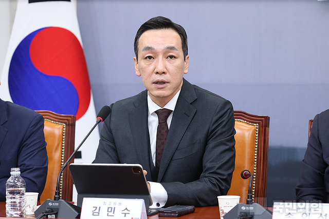 김민수 국민의힘 최고위원이 지난 8월28일 국회 본청에서 열린 당 최고위원회의에서 공개발언을 하고 있다.<국민의힘 홈페이지 사진>