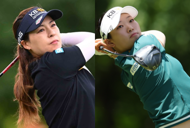 전인지(왼쪽)·방신실(오른쪽)