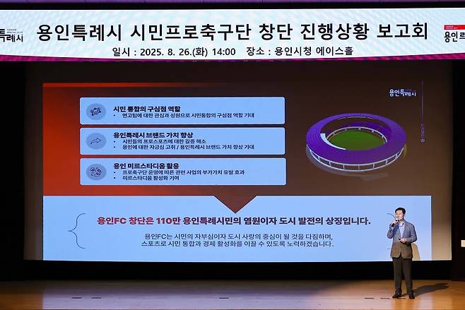 지난달 26일 진행된 용인시민축구단 창단 진행상황 보고회 모습. /사진=용인시민축구단 SNS 캡처