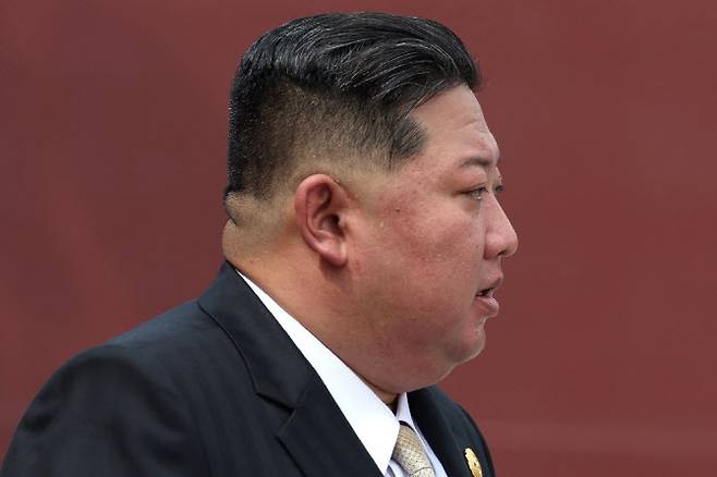 김정은 북한 국무위원장이 지난 3일 중국 베이징에서 열린 전승절 80주년 기념행사에 참석하고 있다. (사진=AFP)