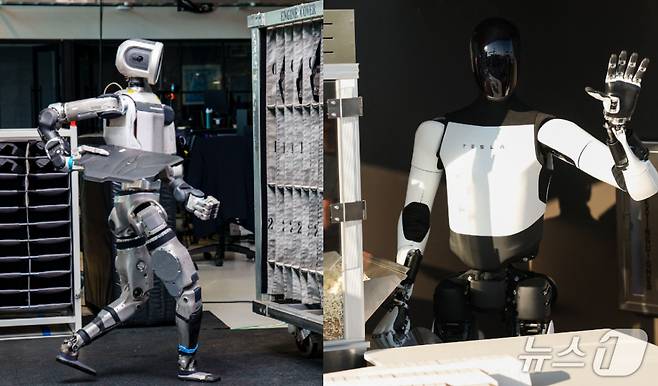 보스턴다이내믹스 아틀라스(왼쪽)과 테슬라 옵티머스.