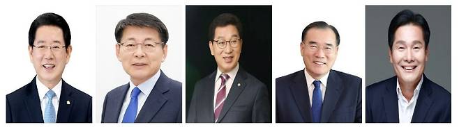 왼쪽부터 김영록, 서삼석, 신정훈, 이개호, 주철현(직함 제외) 더불어민주당 전남도지사 후보군(가나다 순). 당사자 제공