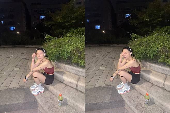 마른 지민의 모습은 걱정을 불렀다. 지민 SNS 캡처