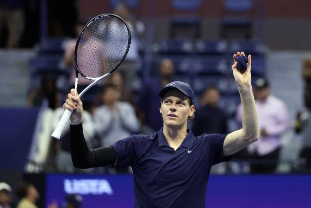 US 오픈 8강전에서 로렌초 무세티를 잡고 4강 진출에 성공한 얀니크 신네르. AFP연합뉴스