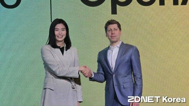 (왼쪽부터) 정신아 카카오 대표, 샘 알트먼 오픈AI CEO (사진=지디넷코리아)