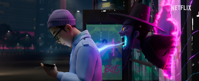 'K팝 데몬 헌터스'에서 인간의 영혼을 빨아 뜰이는 저승사자. 넷플릭스 영상 캡처