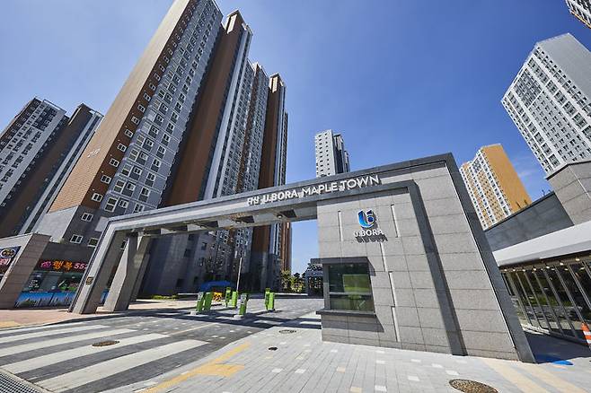 [서울=뉴시스] 반도건설이 지은 남양주 다산반도유보라메이플타운 문주. 2025.09.05. (사진=반도건설 제공) photo@newsis.com  *재판매 및 DB 금지