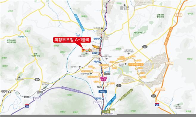 의정부우정 A-1블록 교통망도. LH 제공