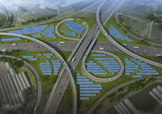 ▲경기도가 도내 협동조합 26곳과 함께 건립중인 서수원과 월암 나들목 유휴부지의 태양광 발전소 예상도. ⓒ경기도