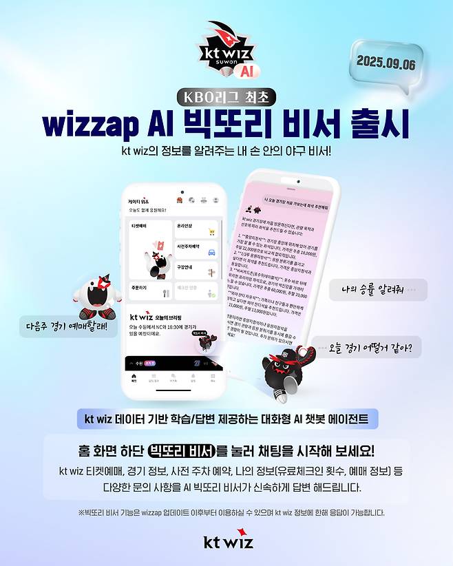 KT가 빅또리 비서 서비스를 시작한다. 사진 | KT 위즈