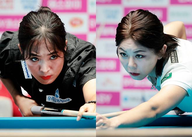 진정한 LPBA 최강자를 가리는 결승전이 7일 밤 10시에 펼쳐진다. 스롱(왼쪽)과 김가영이 2년 5개월 만에 우승 트로피를 놓고 격돌한다. PBA 제공