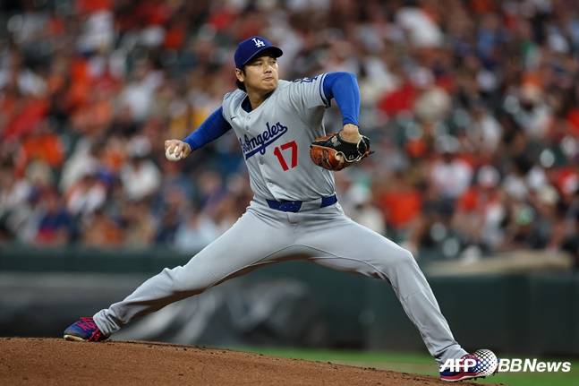다저스 오타니가 6일 볼티모어전 선발 등판해 역투를 펼치고 있다. /AFPBBNews=뉴스1