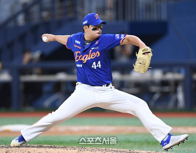 한화 투수 김서현이서울 고척스카이돔에서 열린 2025 KBO리그 키움과 경기 9회 역투하고 있다.  고척 | 최승섭기자 thunder@sportsseoul.com