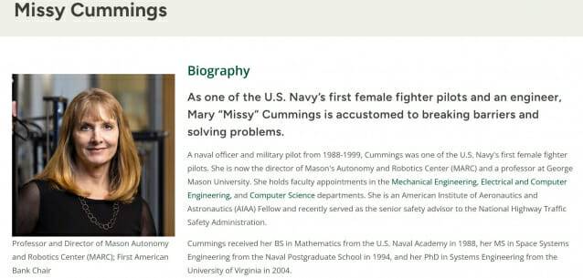 조지메이슨대 자율로봇랩 연구원 미시 커밍스 박사