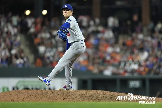 야마모토는 7일 호투에도 웃지 못했다. 사진(미국 볼티모어)=AFPBBNews=News1